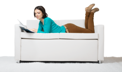 Woman Reading a Magazine on the Couch