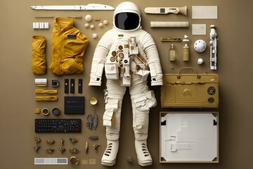 Generative AI illustration of Astronaut equipments, A detailed illustration of the cutting-edge equipment used by astronauts in their exploration of the cosmos.