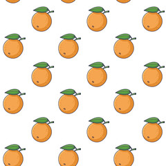 Cute Orange seamless pattern in doodle style. Vector hand drawn cartoon Orange illustration. Hand drawn Sketch of Orange. Pattern for kids clothes.