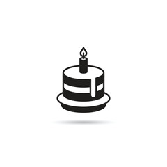 birthday cake icon on white background