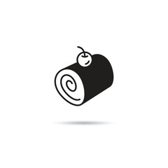 roll cake icon on white background