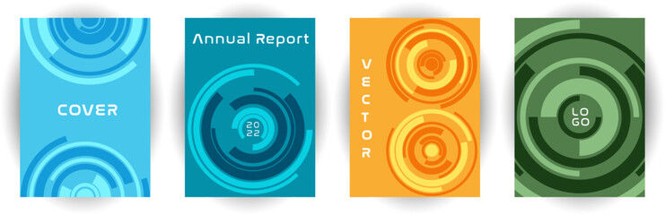 Annual report cover page layout vector collection with aim goal circle pattern concept.