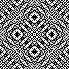 Vector geometric seamless pattern. Minimal ornamental background with abstract shapes. Black and white texture. Simple abstract ornament background. Dark repeat design for decor, fabric, cloth.