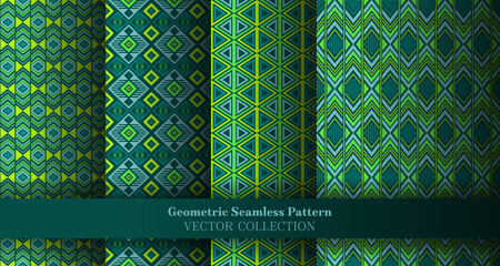 Artistic geometry argyle seamless tracery set. Islamic tracery ethnic patterns. Argyle zigzag geometric vector repeating ornament collection. Cover background swatches.