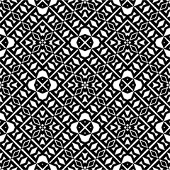 Vector geometric seamless pattern. Minimal ornamental background with abstract shapes. Black and white texture. Simple abstract ornament background. Dark repeat design for decor, fabric, cloth.