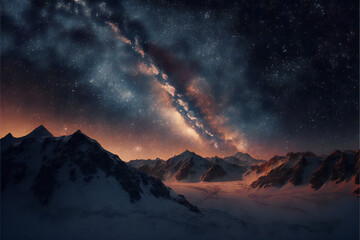 Fototapeta na wymiar The milky way galaxy above the mountains, nature, mountains, Generative AI