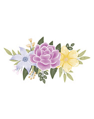 Watercolor spring flower arrangement