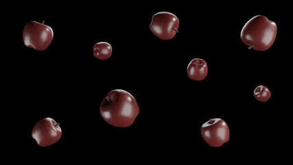 Red apples 3D rendering background
