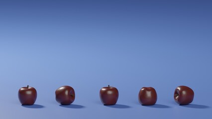 Red apple 3D rendering background