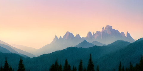 abstract scenery pastel sky and mountain, background