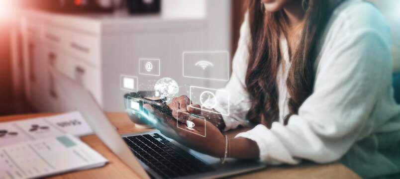 Business woman, phone or networking hologram in cafe on marketing app, advertising planning or global software strategy. Hands, worker or 3d technology abstract for communication or world reach goals