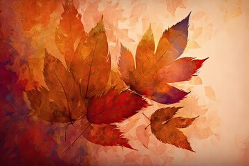 Abstract Leaves Watercolor Background - Autumn Colors Orange. Photo generative AI