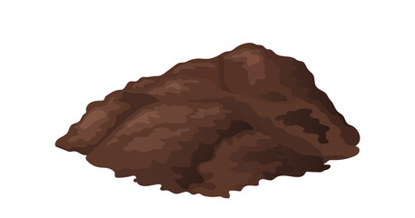 Pile of soil in cartoon. Heap of ground for agricultural. Vector illustration isolated on white background