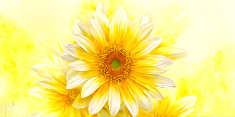 Obraz premium abstract yellow flower background, illustration, Generative, AI