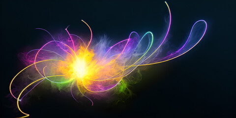 abstract colorful fantasy light background with glowing lines, illustration, Generative, AI