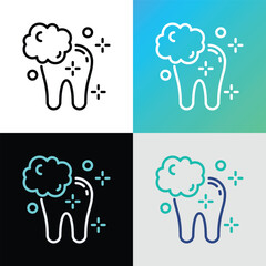Teeth whitening thin line icon. Clean shine teeth. Dental treatment. Vector illustration.