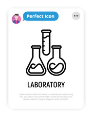 Laboratory symbol: test tubes in different shapes. Thin line icon. Modern vector illustration for lab research.