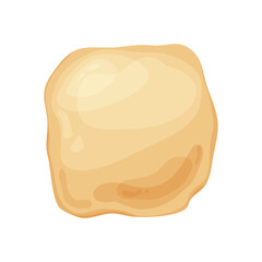 Fresh raw dough for bakind. Homemade tasty bread. Cartoon of wooden kitchen rolling pin. Vector illustration for menu, cafe, restaurant