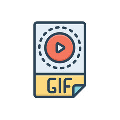 Color illustration icon for gif file