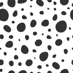 Polka dots seamless pattern in black white style isolated on white background.