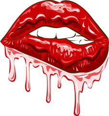 Dripping lips png graphic clipart design
