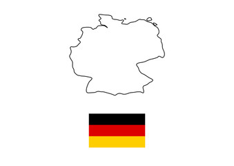 Vector minimalist map of Germany with flag of the country, flag of Germany with smooth map. Suitable for minimalist designs. Space for text.