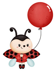 Watercolor cute ladybug cartoon character © CholladaArt