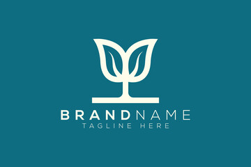 Creative leaf flower logo design template