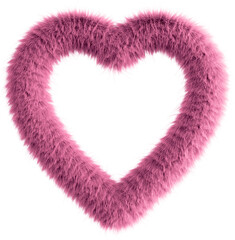 Pink fluffy 3D heart icon - obrazy, fototapety, plakaty