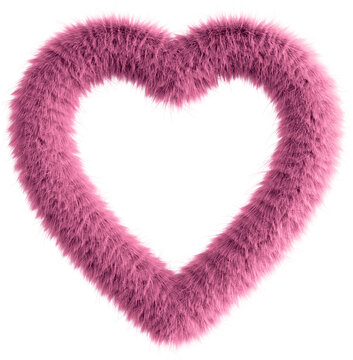 Pink fluffy 3D heart icon