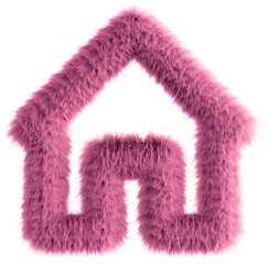 Pink fluffy 3D home icon