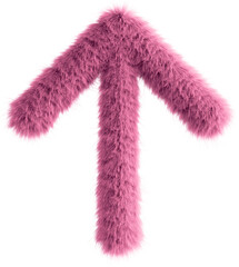 Pink fluffy 3D arrow top icon