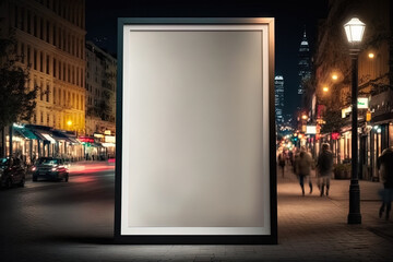 Obraz na płótnie Canvas Empty advertising billboard urban mockup at night city