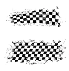 Crédence de cuisine en verre imprimé F1 Motorsport race grunge checkered flag background
