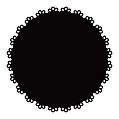 黒色の円形のレース風の装飾パーツ