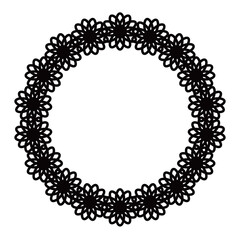 黒色だけの円形のレース風の装飾パーツ