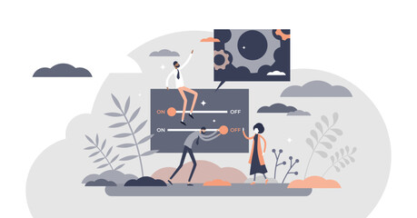 Customization as website or service adaption for customer tiny person concept, transparent background.Client wishes adjustment and personal approach illustration.