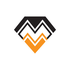 Diamond and letter m logo
