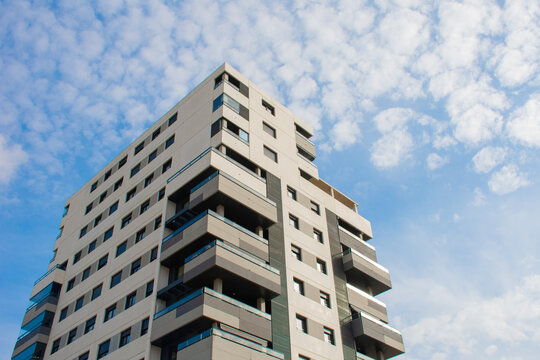 Modern building of new construction typical of a large European city.