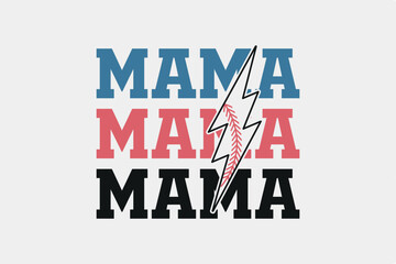 Mama Retro Baseball Typography T shirt design
