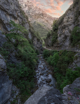 Cares river canyon, Picos de Europe, Cain, Leon Province, Spain