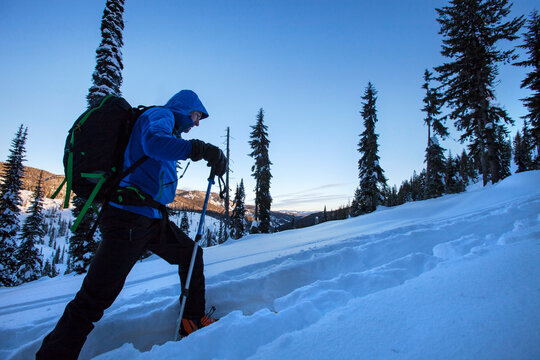 Backcountry skier, Lolo Pass, Montana, USA