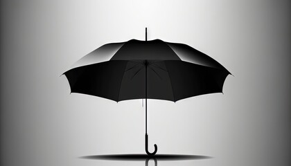  a black and white photo of an umbrella with a shadow on the ground and a light shining on the ground behind the umbrella and the umbrella.  generative ai