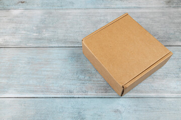 Empty box with copy space above blue background