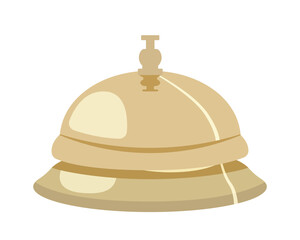 Office Table Bell Illustration, Golden Hotel Bell Flat Design