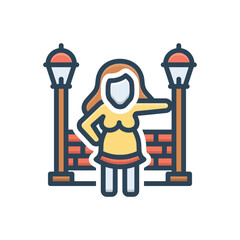 Color illustration icon for escorts