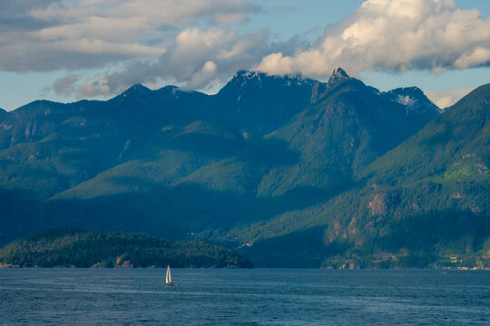 Sailboat in sea, Vancouver, British Columbia, Canada