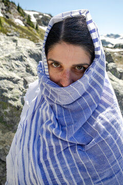 Portrait of woman wrapped in towel