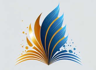 Open book for reading and education logo minimalist vector style illustration concept made with generative AI