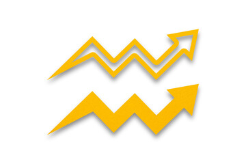 Yellow arrow graph paper isolated on transparent background